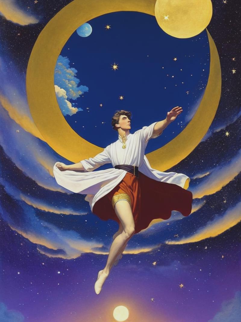 04023-1850528433-a cleanshaven prince in royal robes with short brown hair floats in the air, high above the ground it is somber, surrounding him.png